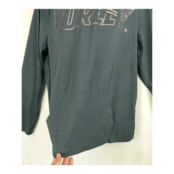 HURLEY Overdrive Mens Hooded T-Shirt LARGE Blue Long Sleeve - Picture 7 of 9